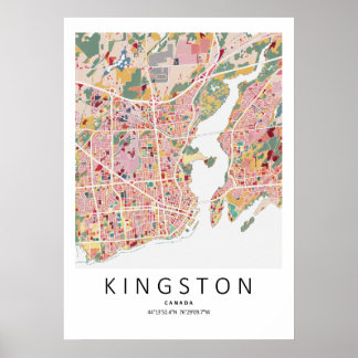 Poster Mapa de Kingston Ontario | Arte de Parede de Cidad