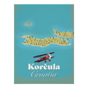 Póster Mapa de Korčula Croácia