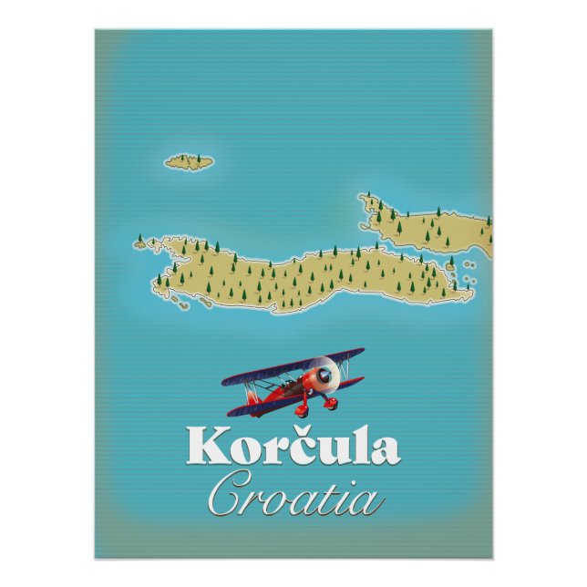 Póster Mapa de Korčula na Croácia (Frente)