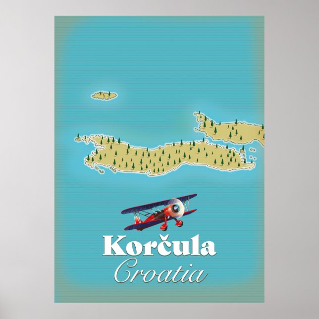 Poster Mapa de Korčula na Croácia (Frente)