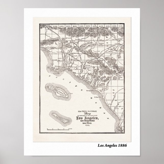 Poster Mapa de LA de 1886 (Frente)