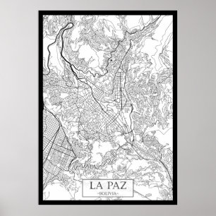 Poster Mapa de La Paz Bolívia