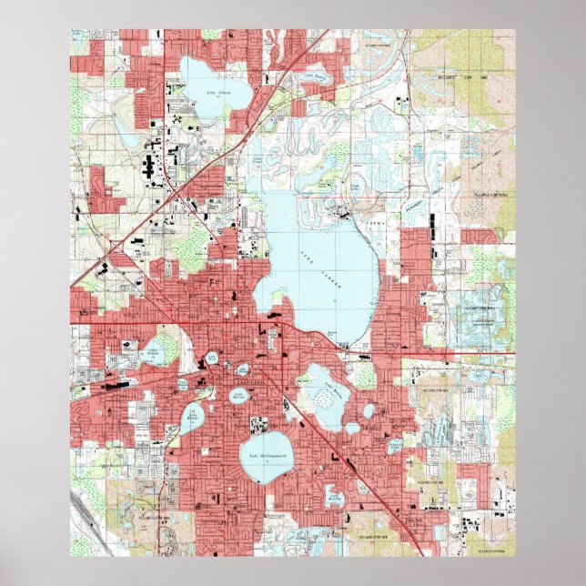 Póster Mapa de Lakeland Florida (1994) (Frente)