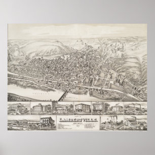 Poster Mapa de Lambertville, New-jersey em 1883