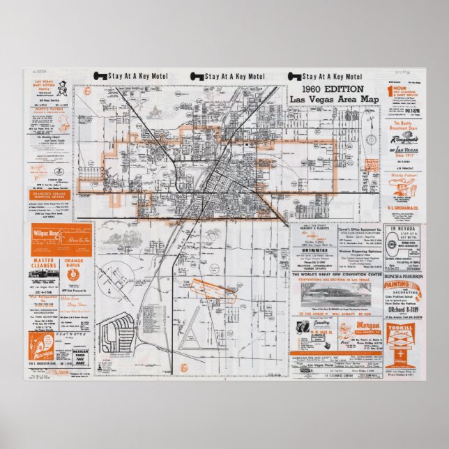 Póster Mapa de Las Vegas de 1960 (Frente)