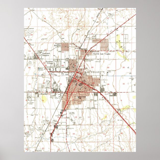 Poster Mapa de Las Vegas Nevada (1952) (Frente)
