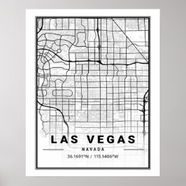Poster Mapa de Las Vegas Nevada USA Viagem City Map