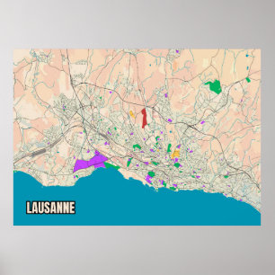 Poster Mapa de Lausanne