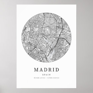 Poster Mapa de Layout da Rua da Espanha de Madrid