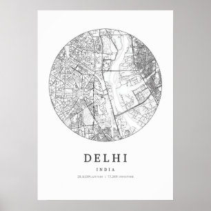 Poster Mapa de Layout da Rua Delhi India