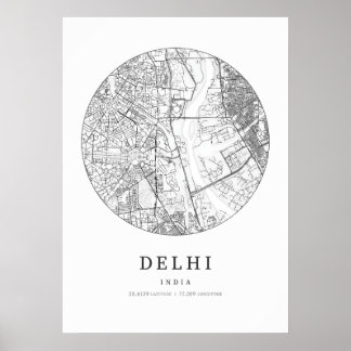 Poster Mapa de Layout da Rua Delhi India