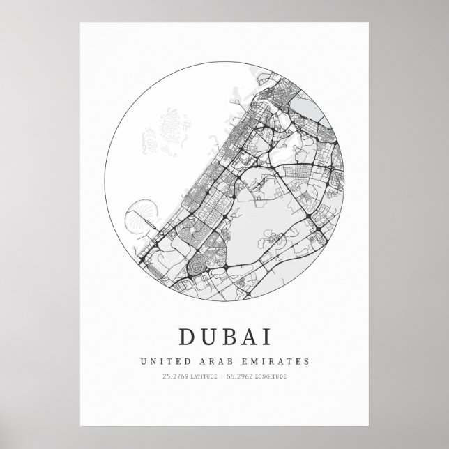 Poster Mapa de Layout da Rua Dubai, Emirados Árabes Unido (Frente)