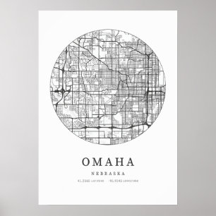 Poster Mapa de Layout da Rua Omaha Nebraska