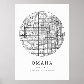 Poster Mapa de Layout da Rua Omaha Nebraska