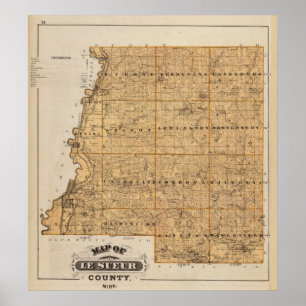 Póster Mapa de Le Sueur County, Minnesota