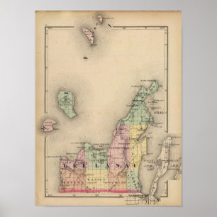 Póster Mapa de Leelanau County, Michigan