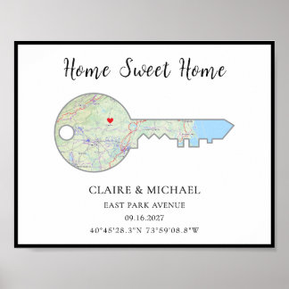 Poster Mapa de Localização de Nova Casa Personalizado Pre