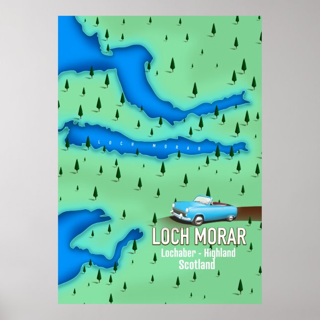 Poster Mapa de Loch Morar Lochaber Highland Scotland (Frente)