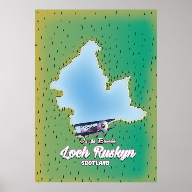 Poster Mapa de Loch Ruskyn Scotland (Frente)
