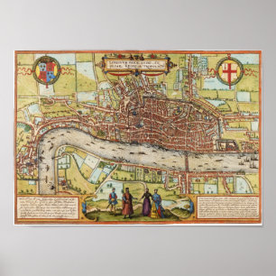 Poster Mapa de Londres em 1572