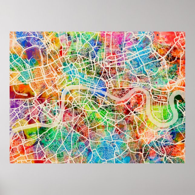 Póster Mapa de Londres na Inglaterra (Frente)