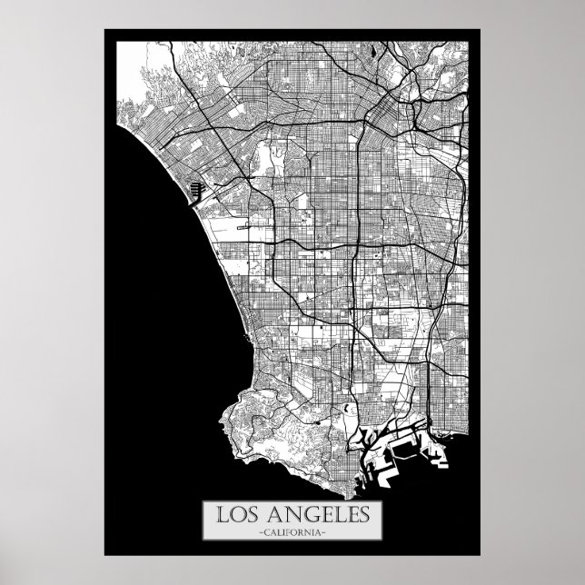 Poster Mapa de Los Angeles Califórnia (Frente)