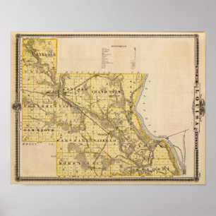 Póster Mapa de Louisa County, estado de Iowa