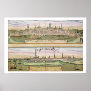 Póster Mapa de Lubeque e de Hamburgo, 'de Civitates Orbis
