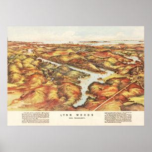 Póster Mapa de Lynn Woods, Massachusetts, em 1904
