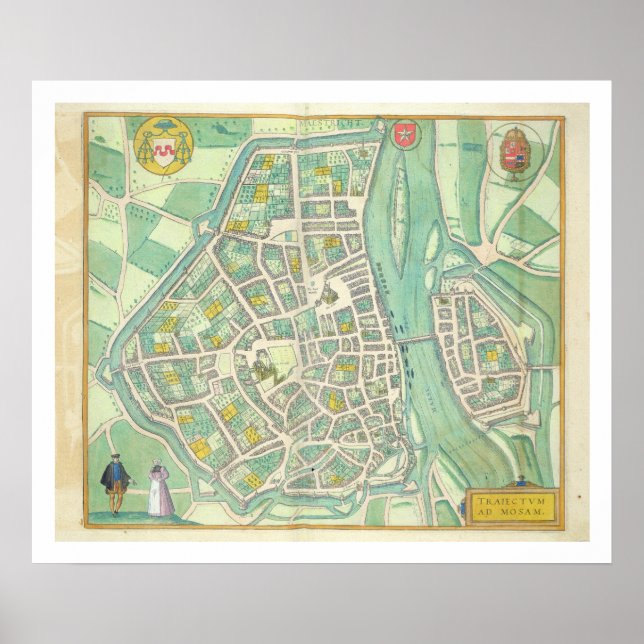 Póster Mapa de Maastricht, de Civitates Orbis Terrarum (Frente)