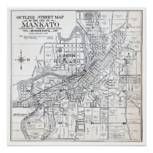 Póster Mapa de Mankato desde 1914
