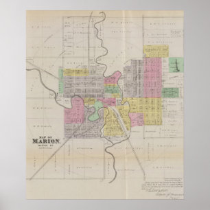 Póster Mapa de Marion, o Condado de Marion, Kansas