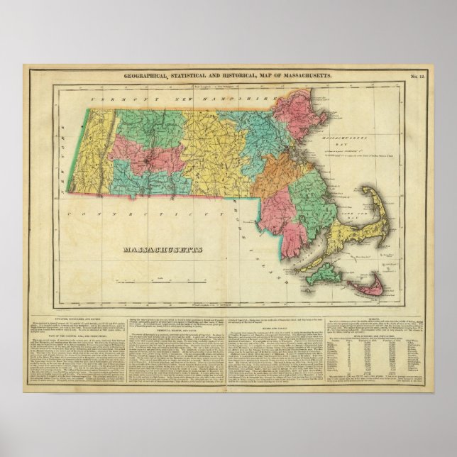 Poster Mapa De Massachusetts (Frente)