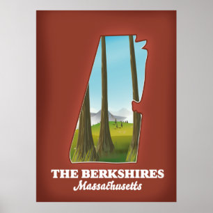 Poster Mapa de Massachusetts em Berkshires