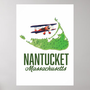 Poster Mapa de Massachusetts Nantucket