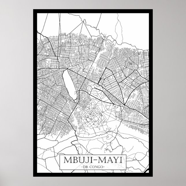 Poster Mapa de Mbuji-Mayi República Democrática do Congo (Frente)