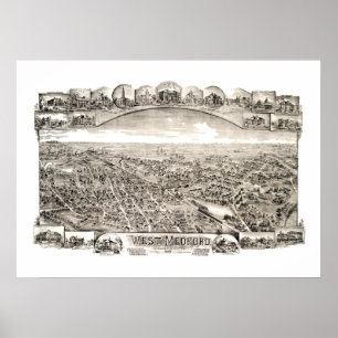 Póster Mapa de Medford ocidental, Massachusetts em 1897