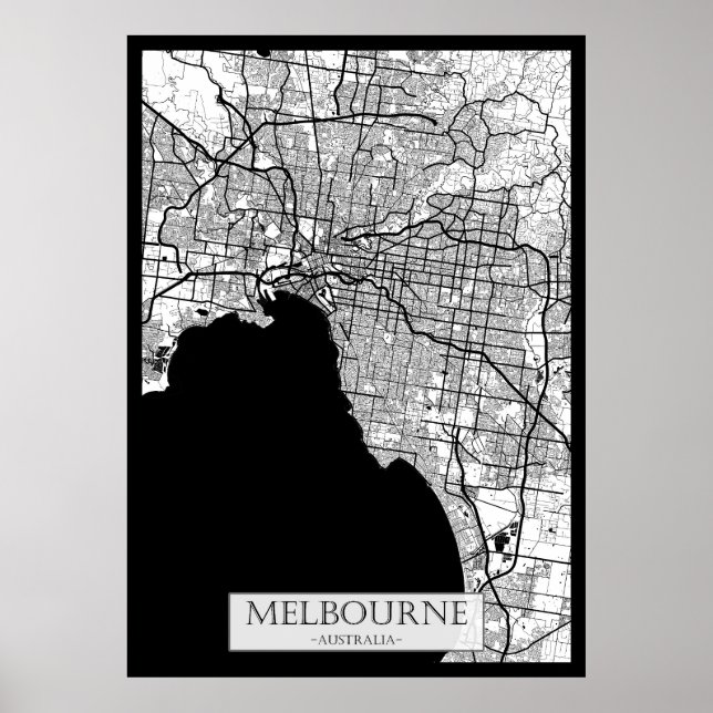 Poster Mapa de Melbourne Austrália (Frente)