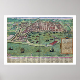 Poster Mapa de Messina, de "Civitates Orbis Terrarum"