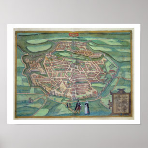 Póster Mapa de Metz, de "Civitates Orbis Terrarum" pelo