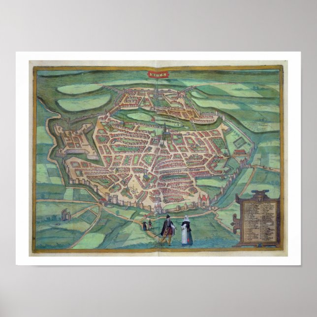 Póster Mapa de Metz, de Civitates Orbis Terrarum, por Ge (Frente)
