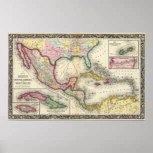 Póster Mapa de México, América Central