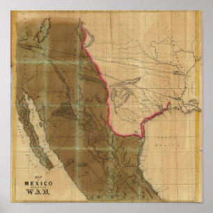 Póster Mapa de México que mostra Seat da guerra