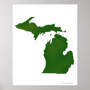 Póster Mapa de Michigan