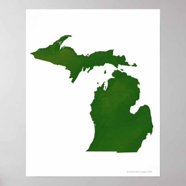 Póster Mapa de Michigan (Frente)