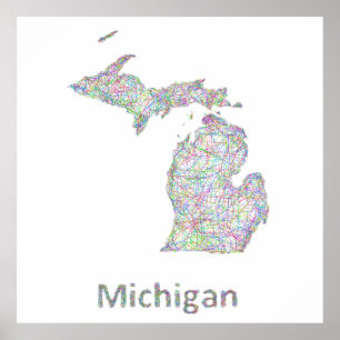 Póster Mapa de Michigan
