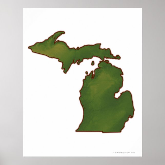 Poster Mapa de Michigan 4 (Frente)