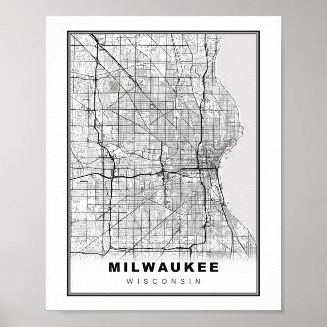 Poster Mapa de Milwaukee (Frente)