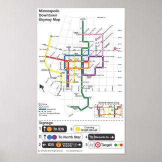Póster Mapa de Minneapolis Skyway
