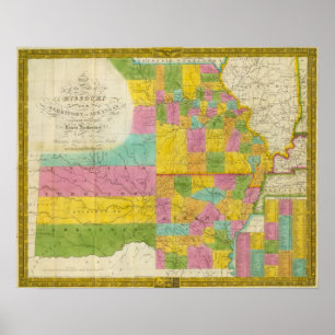 Póster Mapa de Missouri